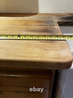 Vintage Solid Pine Kitchen Units, Cupboard And Beech Worktop