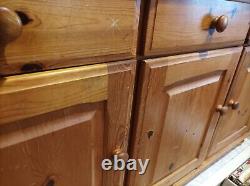 Vintage Solid Pine Welsh Dresser Farmhouse Upcycle Shabby 3 Drawers 3 Doors