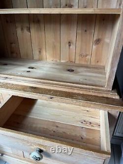 Vintage Solid Pine Welsh Dresser Rustic Country Kitchen Style 2m High
