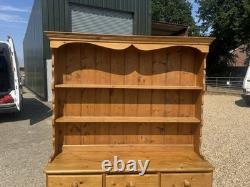 Vintage Solid Pine Welsh Dresser Sideboard Plate Rack Farmhouse Kitchen Retro
