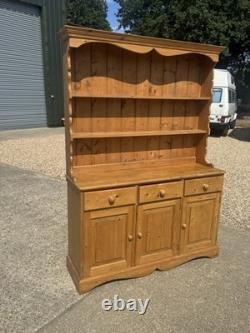 Vintage Solid Pine Welsh Dresser Sideboard Plate Rack Farmhouse Kitchen Retro