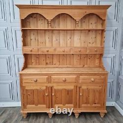 Vintage Solid Wood Antique Pine Welsh Dresser Country Farmhouse Style Kitchen