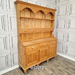 Vintage Solid Wood Antique Pine Welsh Dresser Country Farmhouse Style Kitchen