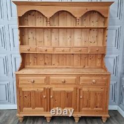 Vintage Solid Wood Antique Pine Welsh Dresser Country Farmhouse Style Kitchen