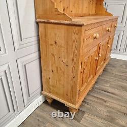 Vintage Solid Wood Antique Pine Welsh Dresser Country Farmhouse Style Kitchen