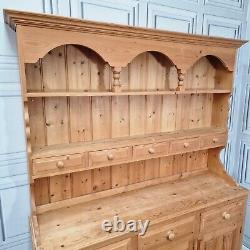 Vintage Solid Wood Antique Pine Welsh Dresser Country Farmhouse Style Kitchen