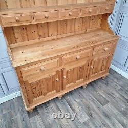 Vintage Solid Wood Antique Pine Welsh Dresser Country Farmhouse Style Kitchen