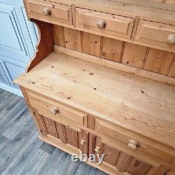 Vintage Solid Wood Antique Pine Welsh Dresser Country Farmhouse Style Kitchen