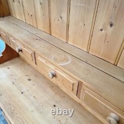 Vintage Solid Wood Antique Pine Welsh Dresser Country Farmhouse Style Kitchen