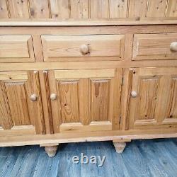 Vintage Solid Wood Antique Pine Welsh Dresser Country Farmhouse Style Kitchen