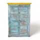 Vintage Solid Wood Blue And Yellow Painted Kitchen Housekeepers Cupboard Cabinet
