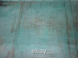 Vintage Solid Wood Blue and Yellow Painted Kitchen Housekeepers Cupboard Cabinet