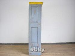 Vintage Solid Wood Blue and Yellow Painted Kitchen Housekeepers Cupboard Cabinet