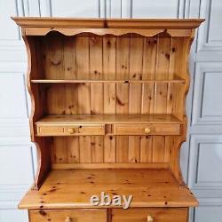 Vintage Solid Wood Pine Welsh Dresser Rustic Country Farmhouse Style Kitchen