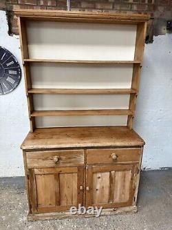 Vintage Solid Wooden Pine Kitchen Welsh Dresser with Cabinet Bottom