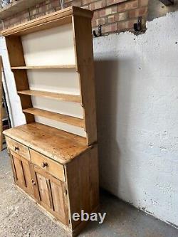 Vintage Solid Wooden Pine Kitchen Welsh Dresser with Cabinet Bottom