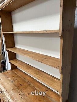 Vintage Solid Wooden Pine Kitchen Welsh Dresser with Cabinet Bottom