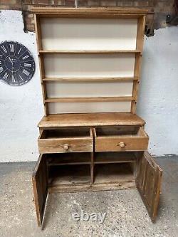 Vintage Solid Wooden Pine Kitchen Welsh Dresser with Cabinet Bottom