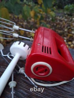 Vintage Soviet USSR Hand Mixer ROS (?) Red Retro Kitchen Decor Working