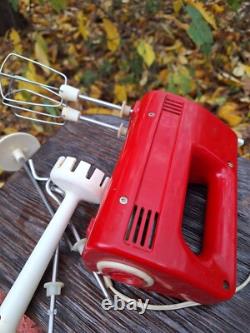 Vintage Soviet USSR Hand Mixer ROS (?) Red Retro Kitchen Decor Working