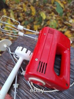 Vintage Soviet USSR Hand Mixer ROS (?) Red Retro Kitchen Decor Working