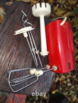 Vintage Soviet USSR Hand Mixer ROS (?) Red Retro Kitchen Decor Working