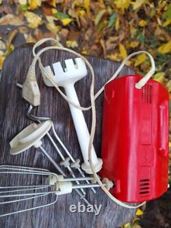 Vintage Soviet USSR Hand Mixer ROS (?) Red Retro Kitchen Decor Working