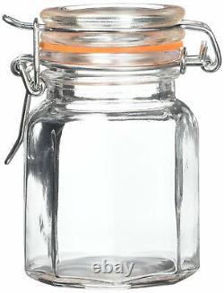 Vintage Spice Jars Set 6 Glass Storage Container Pot Herbs Spices Jam Kitchen