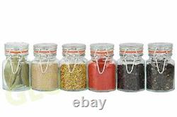 Vintage Spice Jars Set 6 Glass Storage Container Pot Herbs Spices Jam Kitchen