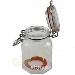 Vintage Spice Jars Set 6 Glass Storage Container Pot Herbs Spices Jam Kitchen
