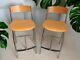 Vintage Stools Beech Chrome Mid Century Kitchen Bar Stools Retro Italian Design