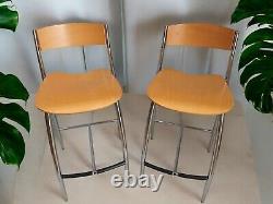 Vintage Stools Beech Chrome Mid Century Kitchen Bar Stools Retro Italian Design