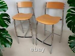 Vintage Stools Beech Chrome Mid Century Kitchen Bar Stools Retro Italian Design