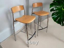 Vintage Stools Beech Chrome Mid Century Kitchen Bar Stools Retro Italian Design