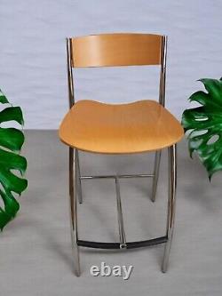 Vintage Stools Beech Chrome Mid Century Kitchen Bar Stools Retro Italian Design