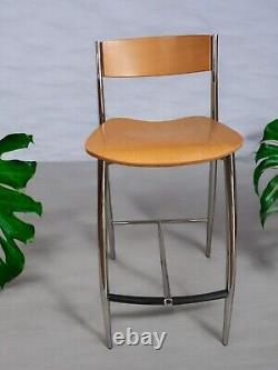 Vintage Stools Beech Chrome Mid Century Kitchen Bar Stools Retro Italian Design