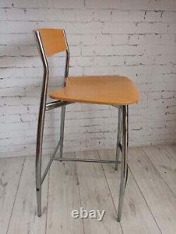 Vintage Stools Beech Chrome Mid Century Kitchen Bar Stools Retro Italian Design