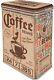 Vintage Style Retro Embossed Tin With Clip Close Lid Coffee Bean Sack Design
