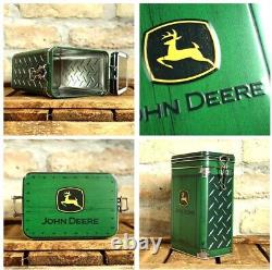 Vintage Style Retro Embossed Tin with Clip Close Lid John Deere Tractors