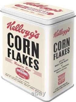 Vintage Style Retro Large Lidded Tin Kellogg's Corn Flakes Classic Packaging