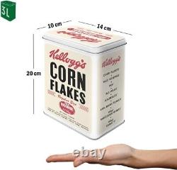 Vintage Style Retro Large Lidded Tin Kellogg's Corn Flakes Classic Packaging