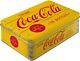 Vintage Style Retro Lidded Storage Tin Coca Cola Yellow Logo