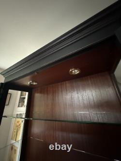 Vintage Style Solid Wood Display China Bookcase Glazed Cabinet- Painted Black