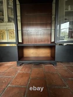 Vintage Style Solid Wood Display China Bookcase Glazed Cabinet- Painted Black