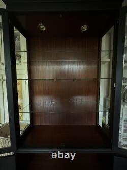 Vintage Style Solid Wood Display China Bookcase Glazed Cabinet- Painted Black Vintage Style Solid Wood Display China Bookcase Glazed Cabinet- Painted Black