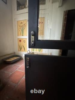 Vintage Style Solid Wood Display China Bookcase Glazed Cabinet- Painted Black