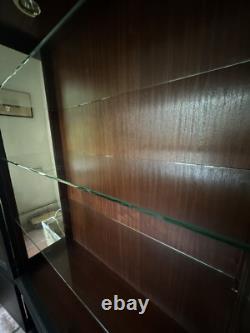 Vintage Style Solid Wood Display China Bookcase Glazed Cabinet- Painted Black