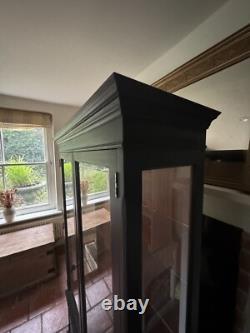 Vintage Style Solid Wood Display China Bookcase Glazed Cabinet- Painted Black