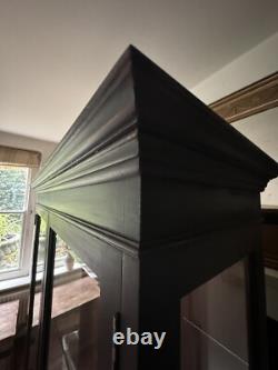 Vintage Style Solid Wood Display China Bookcase Glazed Cabinet- Painted Black
