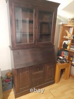 Vintage Style Wooden And Glass bureau In Very Good Condition